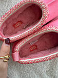 Зимові рожеві замшеві жіночі UGG Tasman Platform Love Pink на платформі натуральне хутро, фото 6