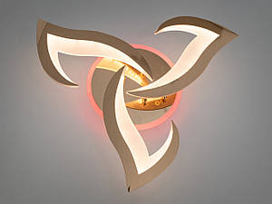 Стельова світлодіодна люстра з пультом, димером, 45W, золото