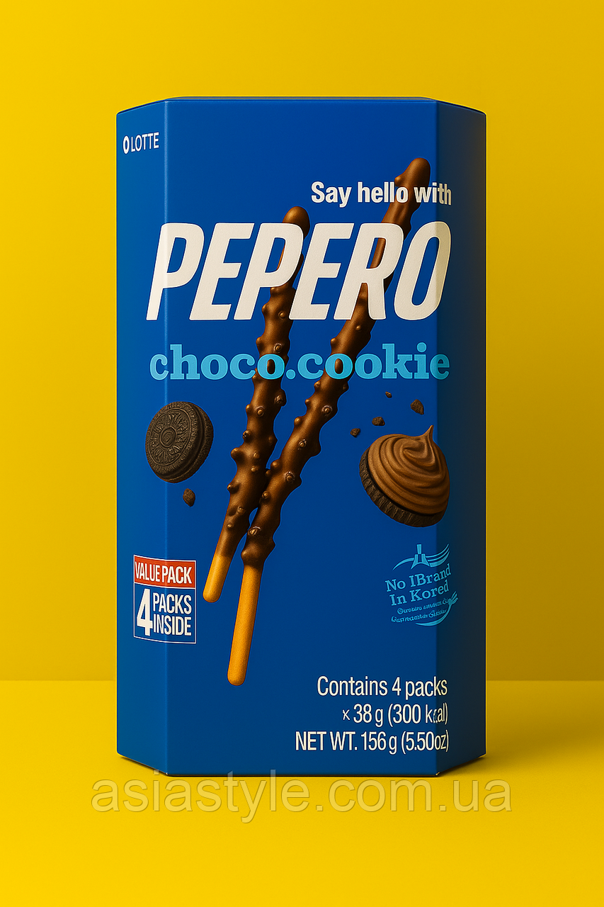 Хрусткі шоколадні палички Pepero Choco Cookie, Pepero Choco Cookie | LOTTE | 156 г (4×38 г), Во, фото 1