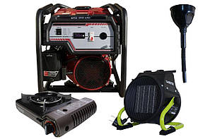 Бензиновий генератор EF Power YH3600-IV + газова плитка Orcamp CK-505 + електричний обігрівач Gardyer HE2000