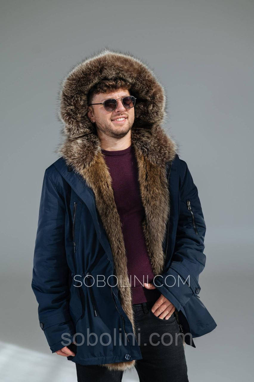 Парка чоловіча з хутром єнот!, фото 1
