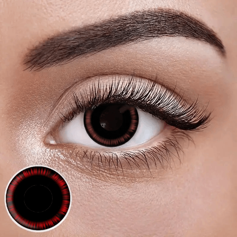 Чорні Кольорові Контактні Лінзи Манга Ред від ELITE Lens® | Лінзи для краси ( Нульовки ) | Крейзі/Косплей, фото 1