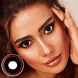 Чорні Кольорові Контактні Лінзи Манга Ред від ELITE Lens® | Лінзи для краси ( Нульовки ) | Крейзі/Косплей, фото 3