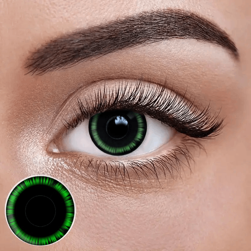 Чорні Кольорові Контактні Лінзи Манга Грін від ELITE Lens® | Лінзи для краси ( Нульовки ) | Крейзі/Косплей, фото 1