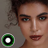 Чорні Кольорові Контактні Лінзи Манга Грін від ELITE Lens® | Лінзи для краси ( Нульовки ) | Крейзі/Косплей, фото 3