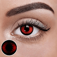 Червоні Кольорові Контактні Лінзи Матерія Блек | Лінзи для краси | Крейзи/Косплей/Хэллоуин| Для светлых - черных глаз