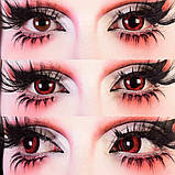 Червоні Кольорові Контактні Лінзи Матерія Блек | Лінзи для краси | Крейзи/Косплей/Хэллоуин| Для светлых - черных глаз, фото 2