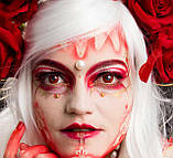 Червоні Кольорові Контактні Лінзи Ред Прим| Лінзи для краси | Крейзи/Косплей/Хэллоуин| Для светлых - черных глаз, фото 3