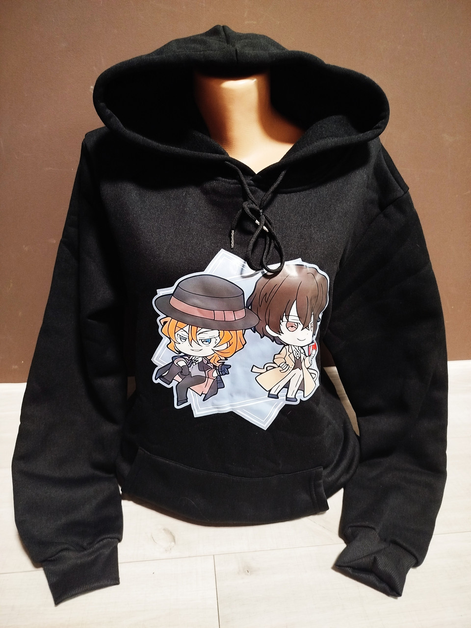 Дитяче утеплене худі "Аніме Бродячі собаки Дазай і Чуя" Японія для дівчинки підлітка 13-18 років чорне, фото 1