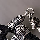 Чоловічий срібний хрестик на шовковому шнурку з срібними вставками. Цепочка шовкова із хрестиком. 55 см, фото 10