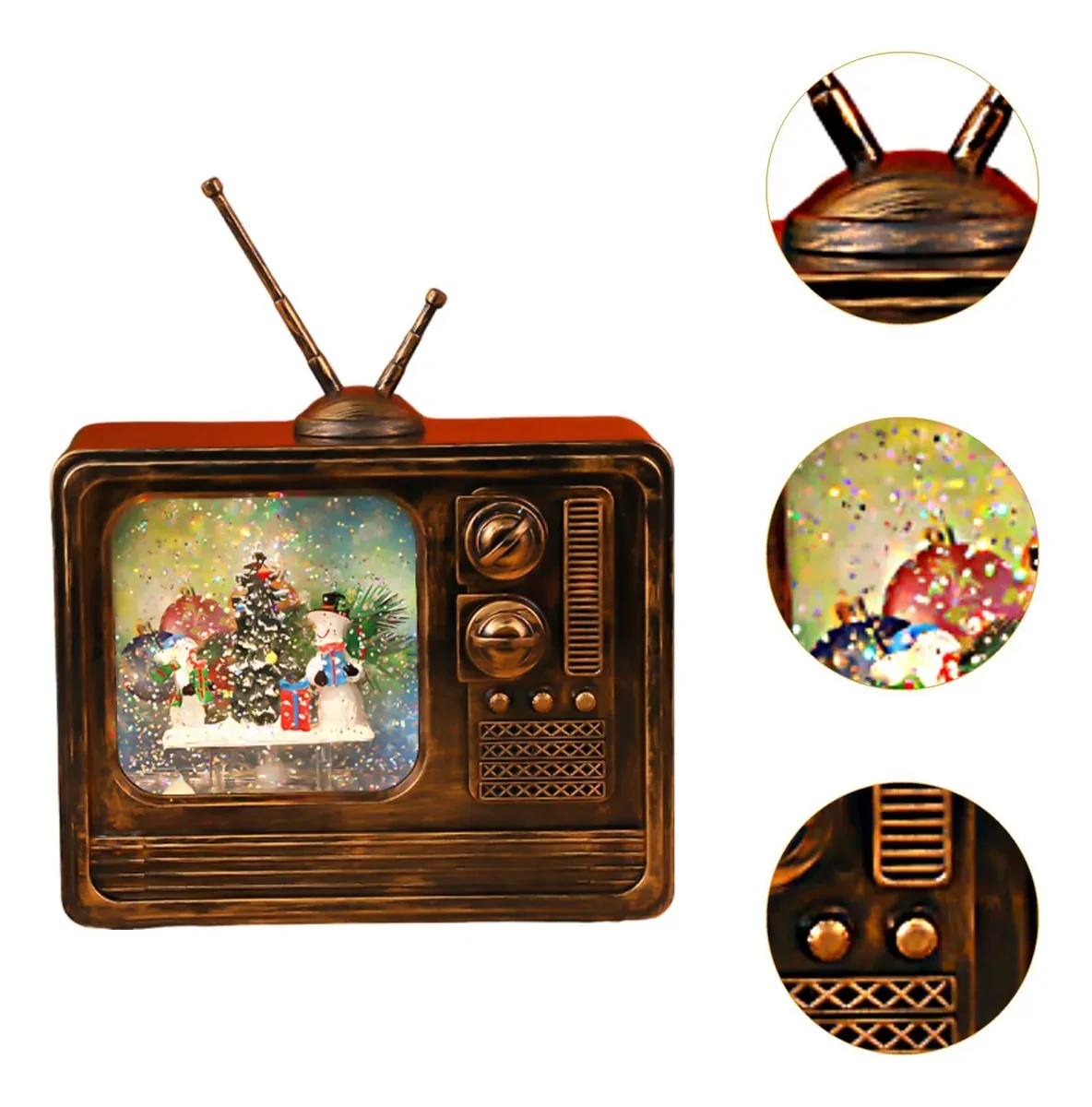 Новорічний світлодіодний музичний LED ліхтар Телевізор зі снігом USB+батарейки N0097, фото 1