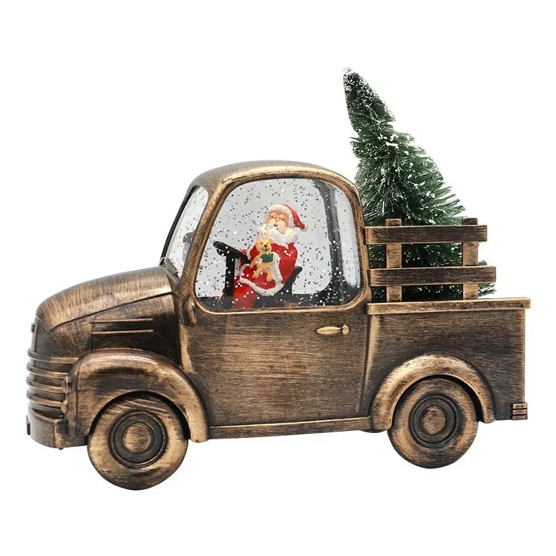 Новорічний світлодіодний музичний LED ліхтар Машина зі снігом USB+батарейки, фото 1