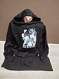 Утеплений батник пайта толстовка для хлопчика підлітка з начосом Аніме WHAT DO YOU WANT на 13-18 років чорний, фото 3