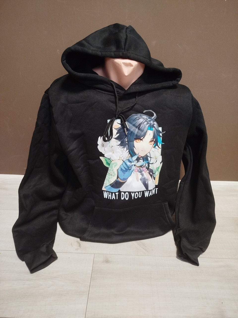 Утеплений батник пайта толстовка для хлопчика підлітка з начосом Аніме WHAT DO YOU WANT на 13-18 років чорний, фото 1
