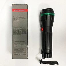 Ліхтар ручний LED 7083 на батарейках ААА з функцією масштабування Чорний, фото 4