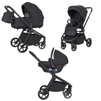 Коляска універсальна 3 в 1, CARRELLO Epica CRL-8511 (3in1) Space Black, чорна, Карелло Епіка