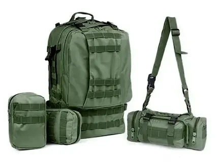 Рюкзак тактичний із підсумками B08 oliva 55L, фото 1
