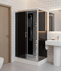 Гідромасажний бокс 715 120х80 см прямокутний чорний лівосторонній гідромасажна кабіна на низькому піддоні