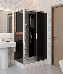 Гідромасажний бокс 715 120х80 см чорний правосторонній гідромасажна кабіна на низькому прямокутному піддоні