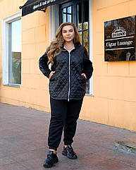 Жіночийтеплий костюм куртка+штани NOBILITAS 50-64 чорного кольору