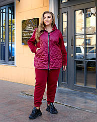 Жіночийтеплий костюм куртка+штани NOBILITAS 50-64 бордового кольору