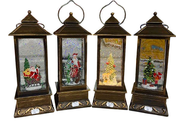 Новорічний музичний ліхтар підвісний зі снігом та підсвічуванням USB+батарейки N0090, фото 1