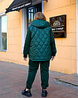 Жіночийтеплий костюм куртка+штани NOBILITAS 50-64 смарагдового кольору, фото 3