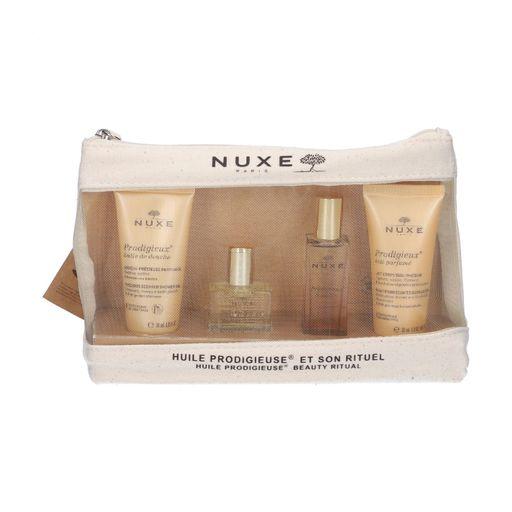 Nuxe Prodigieux Travel Kit, 105 мл, Нюкс — гель для душу 30 мл + суха олія 30 мл + парф. вода 15 мл + скраб 30 мл + косметичка., фото 1