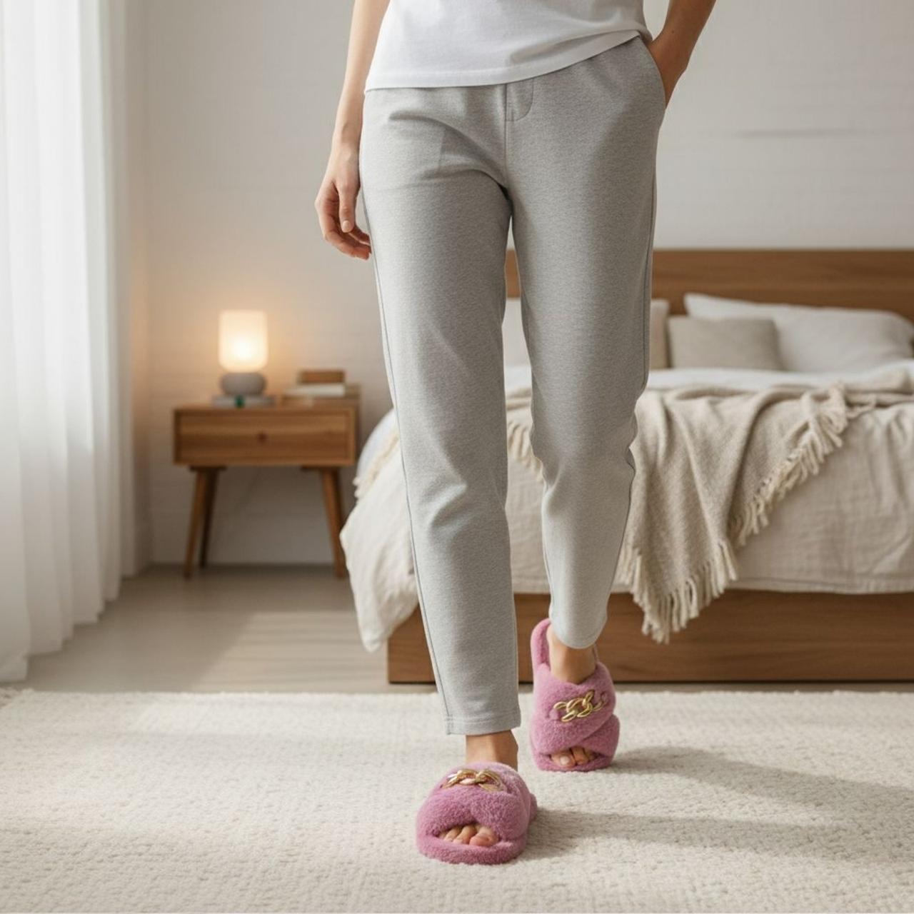 Відкриті жіночі капці домашні хутряні Рожевий, фото 1