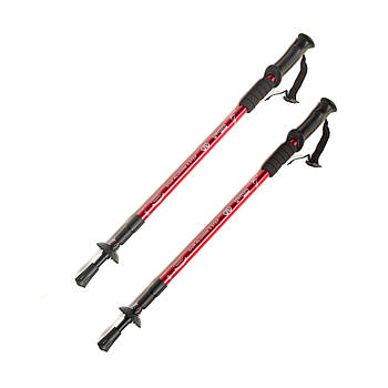 Палиці палки для скандинавської ходьби 2 шт. (пара) складні телескопічні Gemini Anti-shok трекінгові антишок Червоний