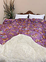 Ковдра зимова з відкритим хутром двохстороння на овчині (різні кольори)