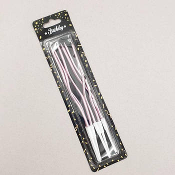 Набір свічок Спіральки рожевий металік — 6 шт.