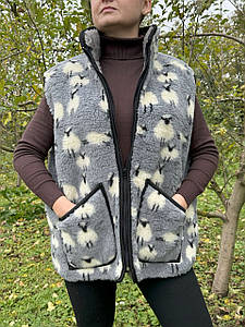 Жилет (жилетка, безрукавка) з натуральної овчини з візерунком (48-58 р.)