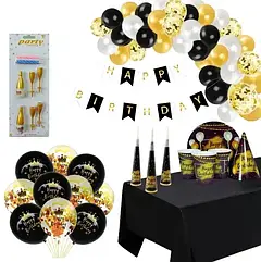 Святковий набір для кенді-бару "Happy Birthday", колір - чорно-золотий
