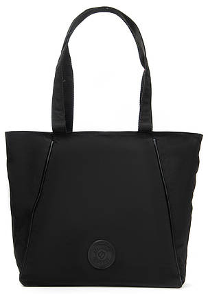 Сумка жіноча тканинна велика чорна на один відділ на плече шоппер текстильна на блискавці з кишенями Jielshi 3768, фото 1