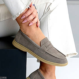 Зручні замшеві бежеві лофери натуральна замша колір мокко