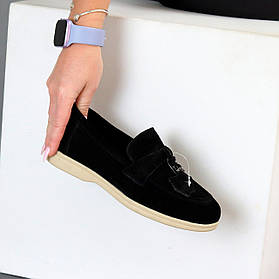 Чорні лофери мокасини натуральна замша в асортименті