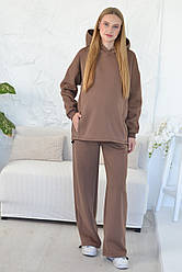 Костюм утеплений для вагітних і годуючих на затяжках тринитка з начісом (розміри: S-3XL) коричневий