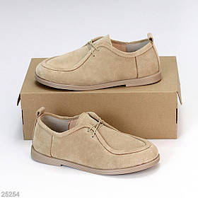 Модельні бежеві туфлі замшеві низький хід виробництво Україна