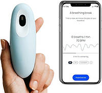 Пристрій для дихальних вправ Moonbird компактний небесно-блакитний для медитації зняття стресу та тривожності