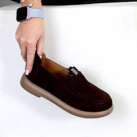 Зручний замшевий мокасіни колір Шоколад современный дизайн