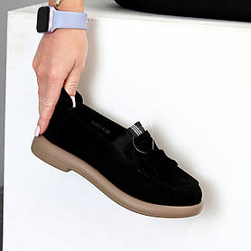 Зручні чорні замшеві мокасини сучасний дизайн