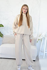 Костюм утеплений для вагітних і годуючих на затяжках тринитка з начісом (розміри: S-3XL) бежевий