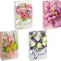 Від 12 шт. Пакет кольоровий середній "Квіти" 27х16х7 см 3024 купити дешево оптом в інтернет-магазині