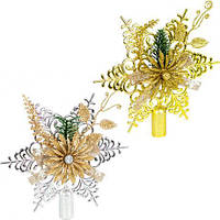 Від 2 шт. Верхівка "Сніжинка" 19,5 * 19,5 см з декором CHH23011  купити дешево оптом в інтернет-магазині