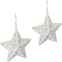 Від 4 шт. Набір ялинкових прикрас 2шт "Зірка об'ємна" 12*12*3,5см HL22-8 купити дешево оптом в інтернет-магазині