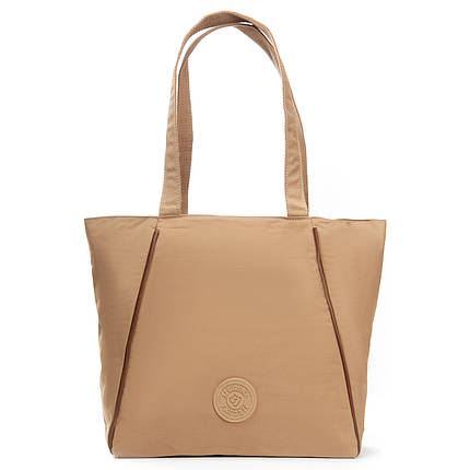 Сумка жіноча тканинна велика коричнева на один відділ на плече шоппер текстильна на блискавці з кишенями Jielshi 3768, фото 1