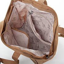 Сумка жіноча тканинна велика коричнева на один відділ на плече шоппер текстильна на блискавці з кишенями Jielshi 3768, фото 2