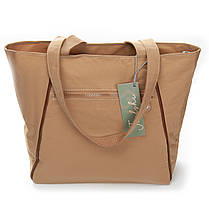 Сумка жіноча тканинна велика коричнева на один відділ на плече шоппер текстильна на блискавці з кишенями Jielshi 3768, фото 3