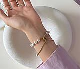 Жіночий кварцовий годинник Rebirth з браслетом золотистого кольору з перлами, фото 6